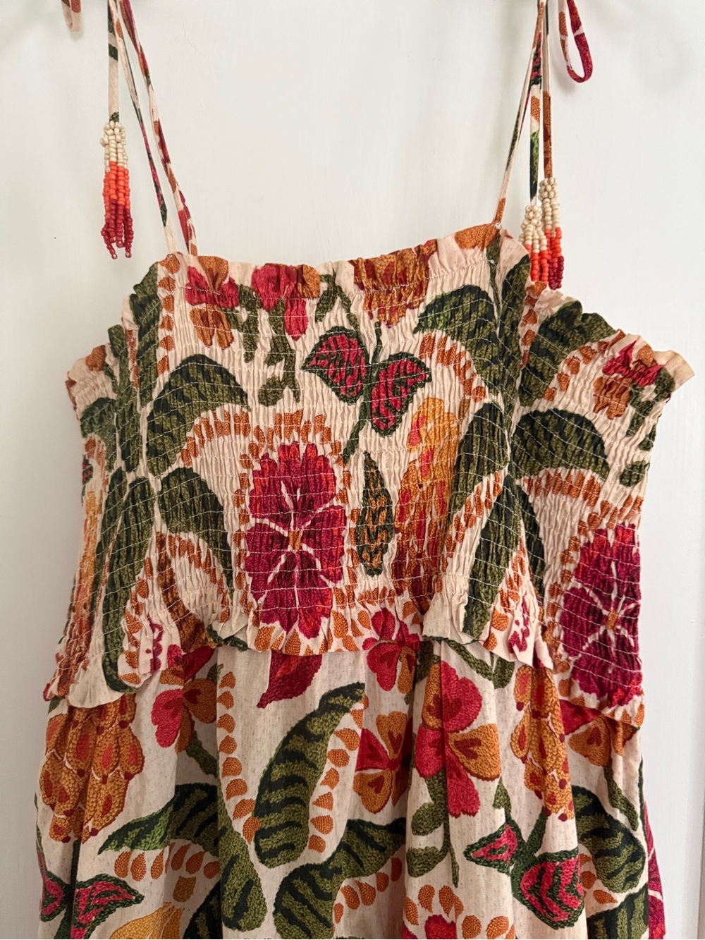 FARM Rio Cream Maxi Dress with Pink, Green & Orange Tropical Print - Picture 2 of 4